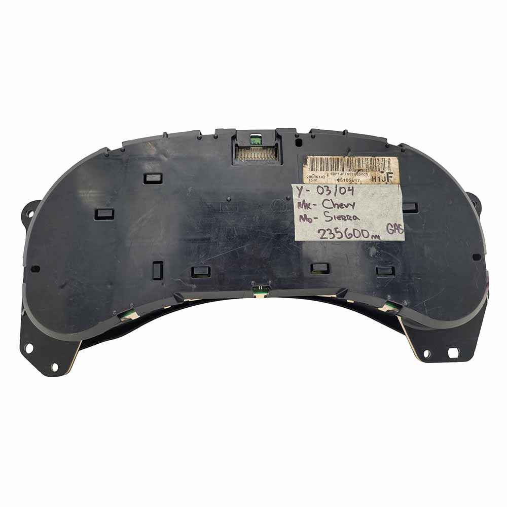 2003-2004 CHEVY SIERRA USED INSTRUMENT CLUSTER PART# 15105687