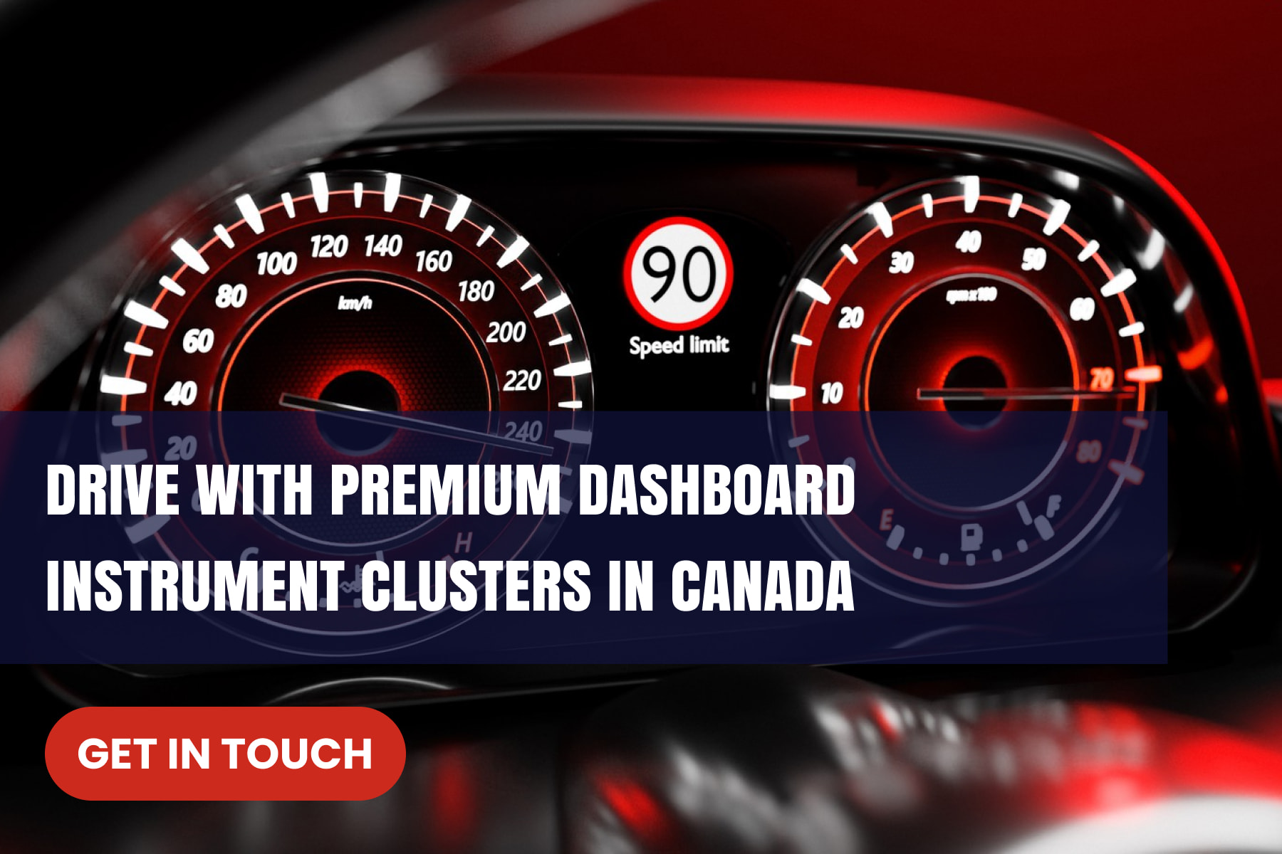 Close-up of a premium dashboard instrument cluster in a luxury car in Canada