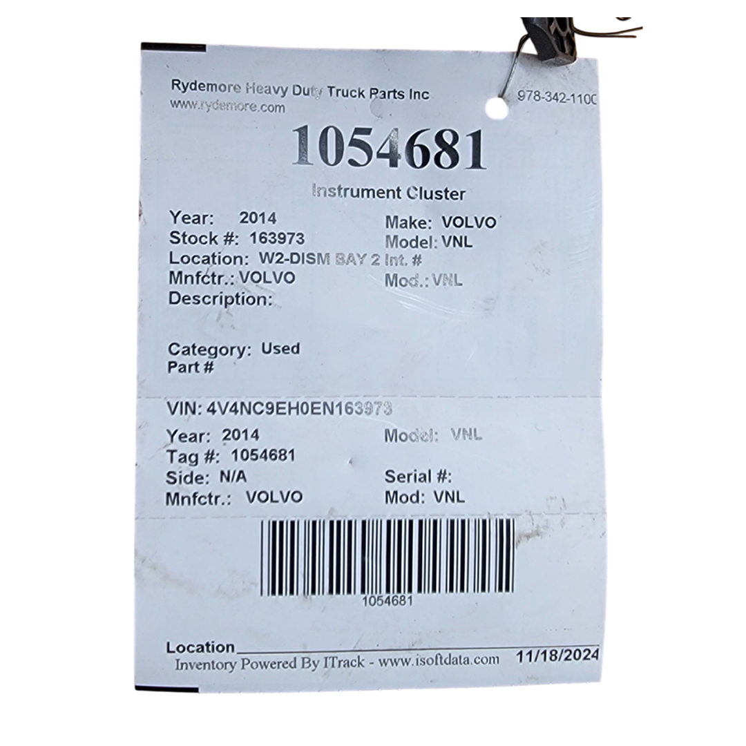2014 VOLVO VNL USED INSTRUMENT CLUSTER PART #21844839-P01